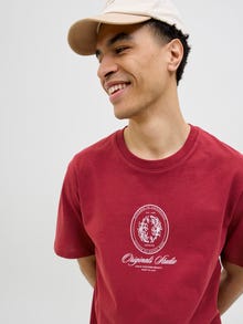 Jack & Jones Erkek Kısa Kollu Baskılı Tişört - Dıa -Tibetan Red - 12286609