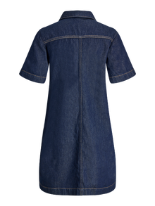Jack & Jones Kadın Gömlek Yaka Denım Elbise - Mara -Dark Blue Denim - 12286777