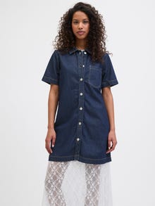 Jack & Jones Kadın Gömlek Yaka Denım Elbise - Mara -Dark Blue Denim - 12286777