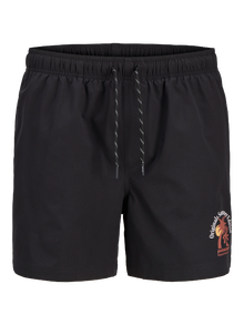 Jack & Jones Erkek Baskılı Deniz Şortu - Mauı -Black - 12287670