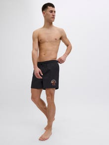 Jack & Jones Erkek Baskılı Deniz Şortu - Mauı -Black - 12287670