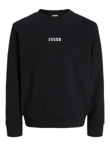 Jack & Jones Büyük Beden Logo Baskılı Sweatshırt - Stance -Black - 12289125