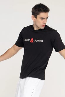 Jack & Jones Erkek Göğüs Logo Baskılı Tişört - Log -Black - 12289736