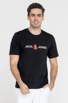 Jack & Jones Erkek Göğüs Logo Baskılı Tişört - Log -Black - 12289736