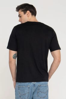 Jack & Jones Erkek Göğüs Logo Baskılı Tişört - Walk -Black - 12289737