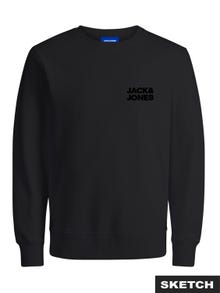 Jack & Jones Erkek Logo Detaylı Relaxed Fıt Sweatshırt - Logo -Black - 12290659